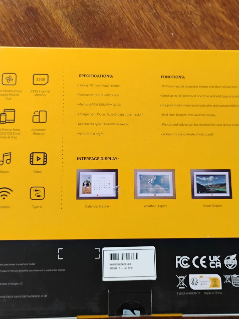 Kodak Classic Photo Frame in Yellow and Black Packaging